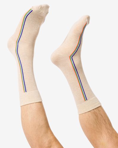 heren sokken met katoen zijstreep blauw 43/46 - 4152697 - HEMA