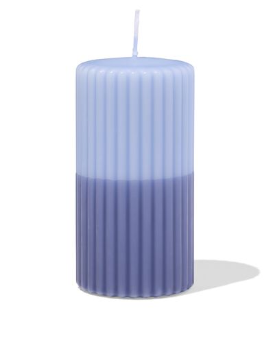 Stumpenkerze Ø 7 x 13 cm, gerippt, blau blau 7 x 13 - 13509033 - HEMA
