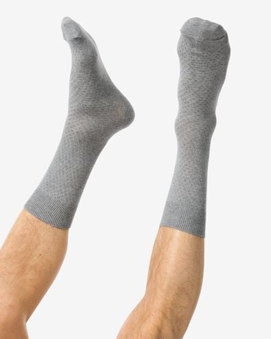 Herren-Socken, mit Baumwollanteil, Struktur graumeliert 43/46 - 4152632 - HEMA