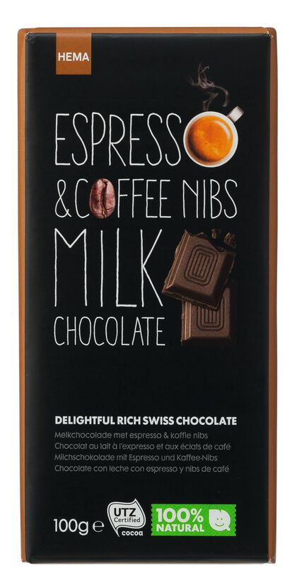 melkchocolade met espresso en koffie nibs - 10370032 - HEMA