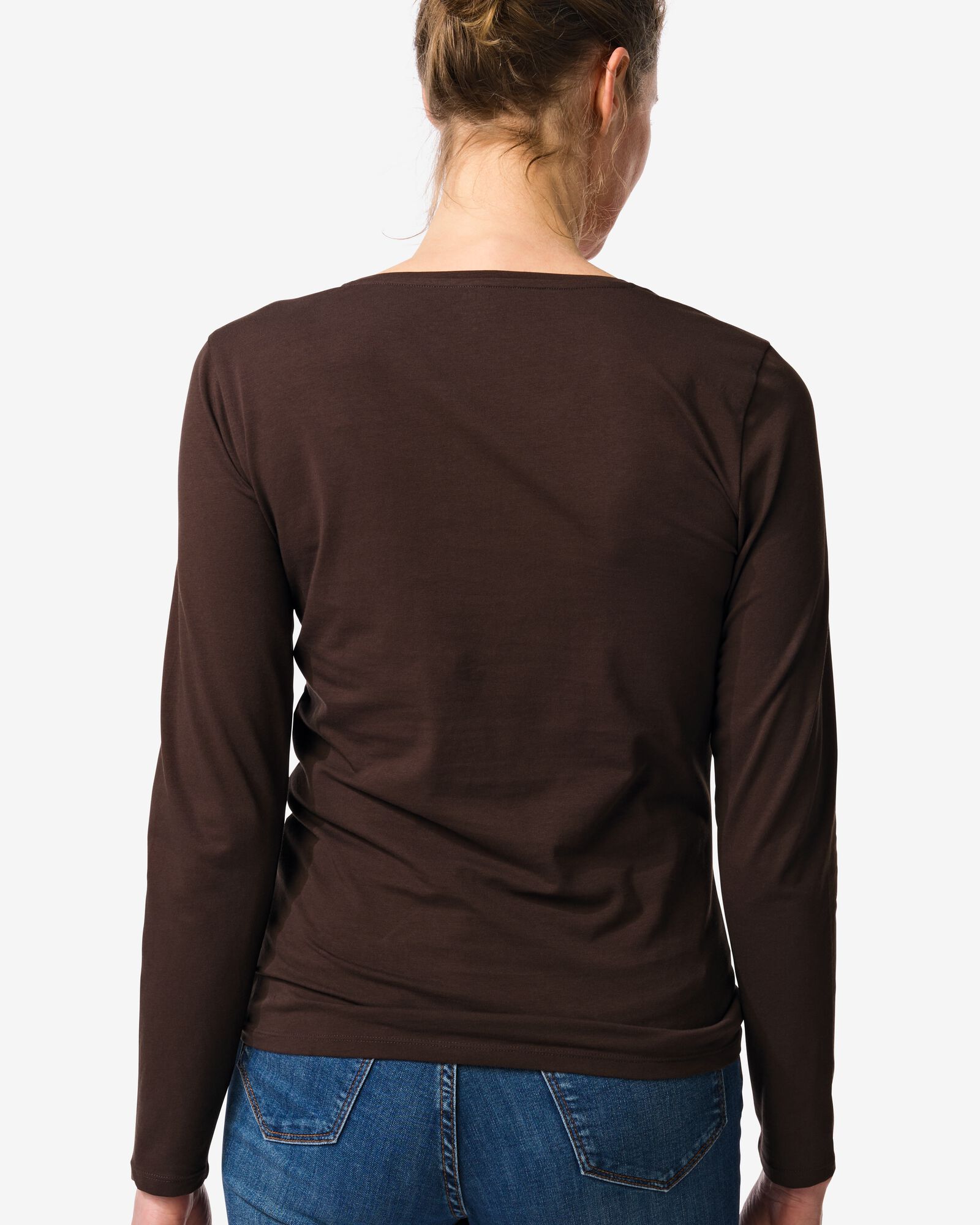 Damen-T-Shirt, enge Passform, Rundhals braun braun - 36310370BROWN - HEMA