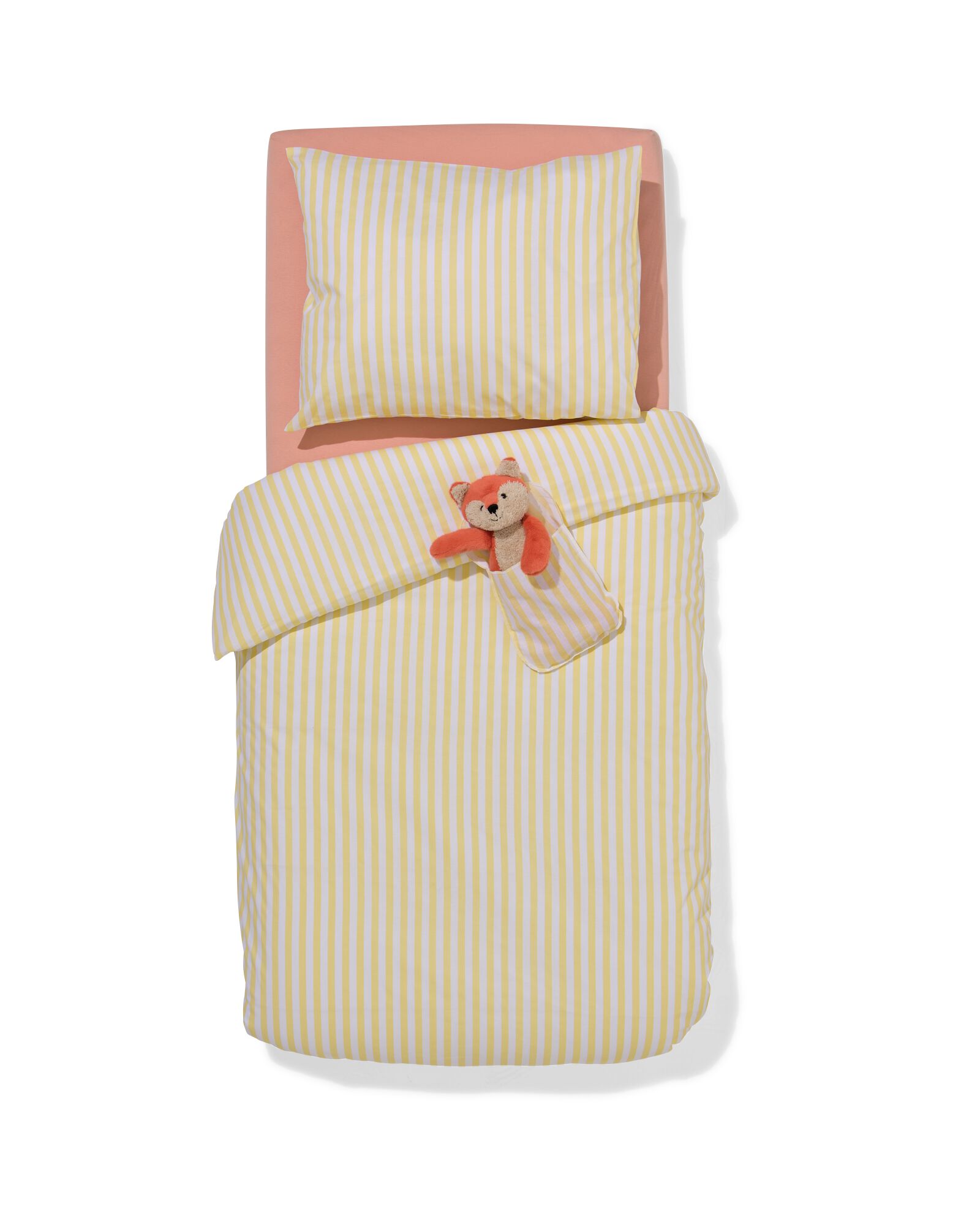 housse de couette tout-petit 120x150 coton doux rayures jaunes - 5730229 - HEMA