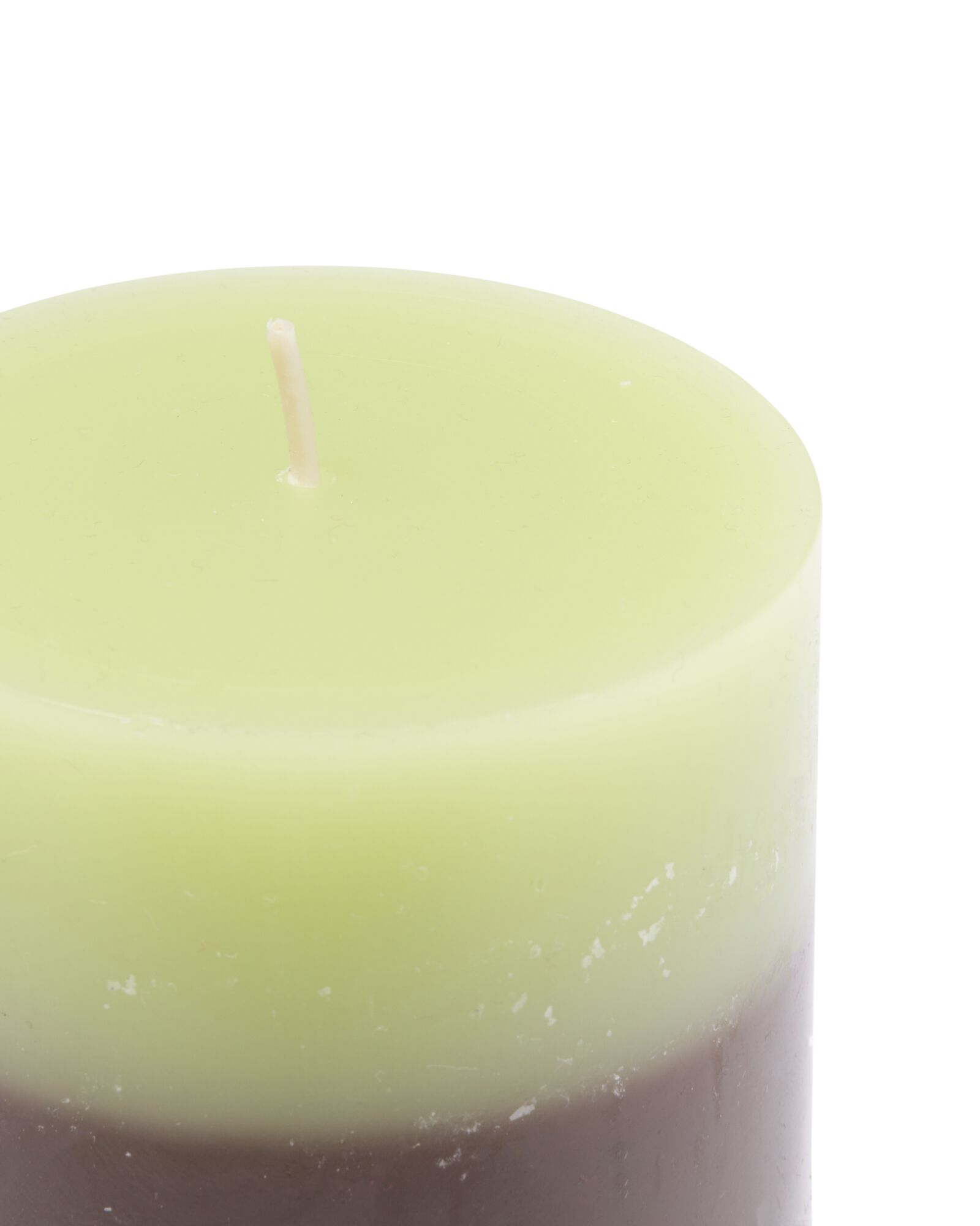 Stumpenkerze ⌀ 7 x 13 cm. Streifen, braun-gr&uuml;n - 13506165 - HEMA