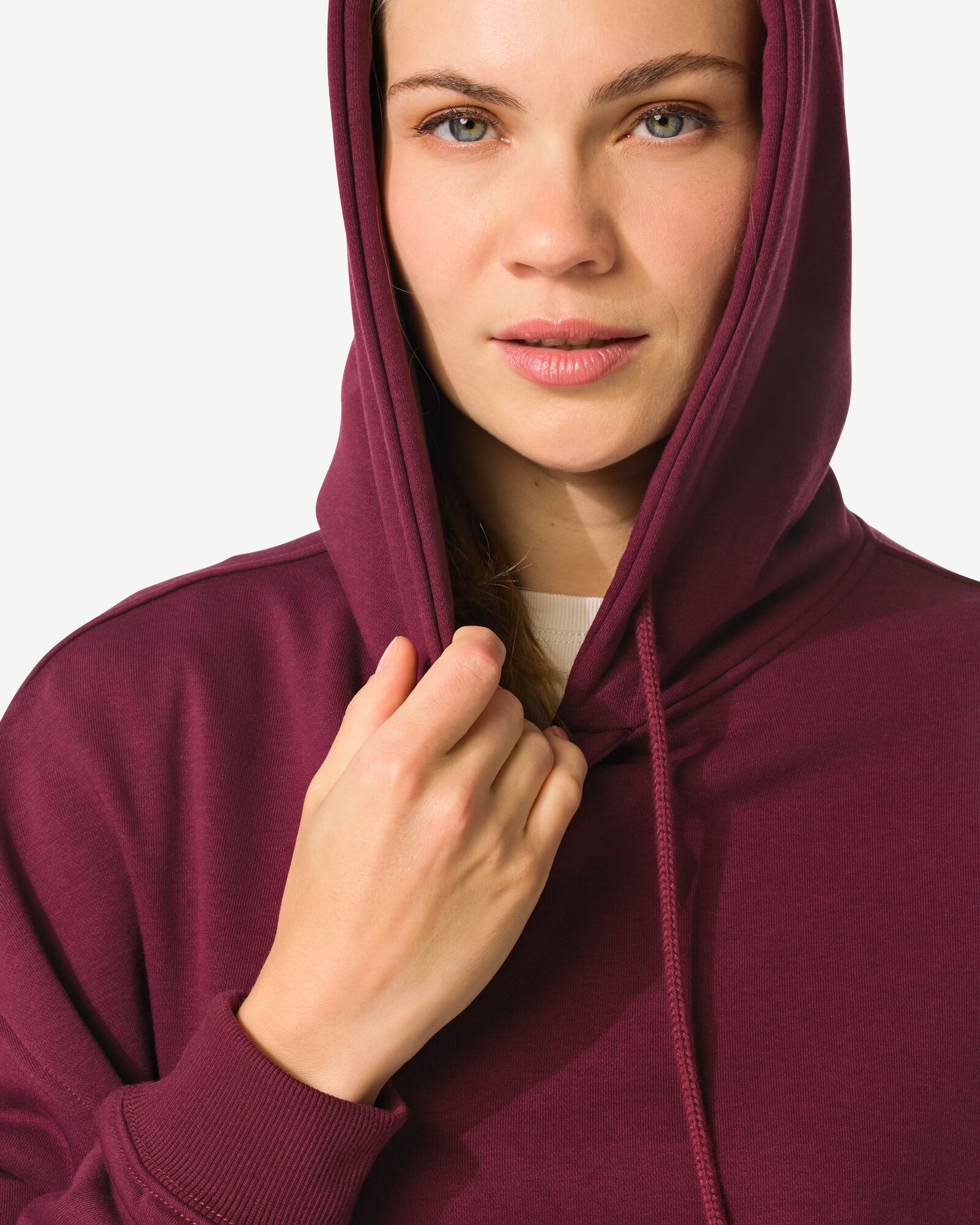 dameshoodie donkerrood donkerrood - 36050265DARKRED - HEMA