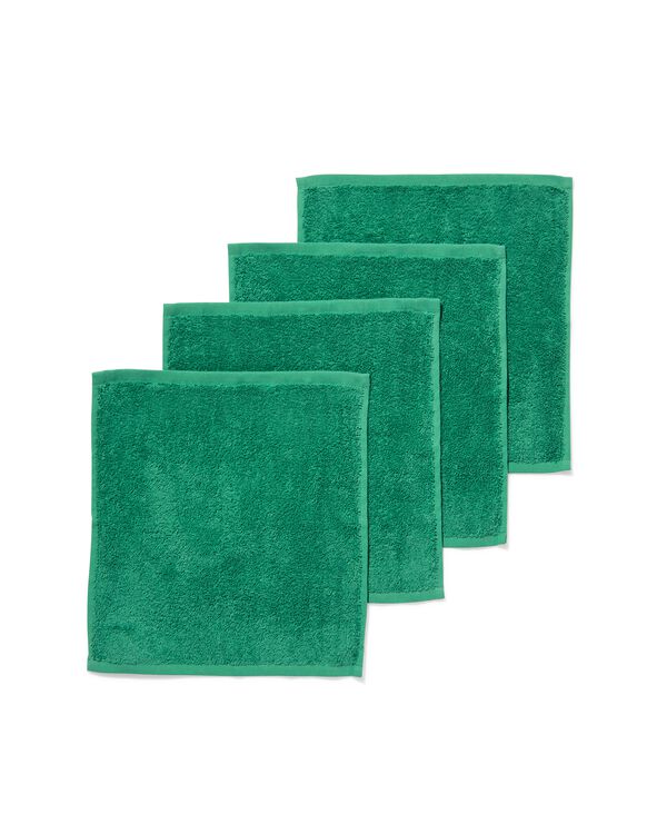 Gesichtst&uuml;cher schwere Qualit&auml;t, Mittelgr&uuml;n &ndash; 4 St&uuml;ck mittelgr&uuml;n gesichtst&uuml;chers 30 x 30 - 5282881 - HEMA