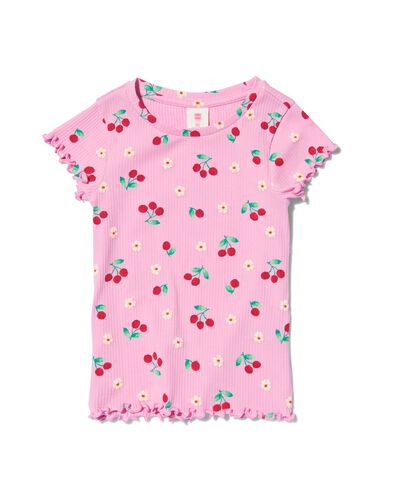 Kinder-T-Shirt, gerippt rosa 122/128 - 30836223 - HEMA
