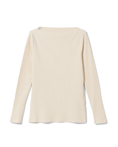 top c&ocirc;tel&eacute; Caro avec col bateau pour femmes blanc cass&eacute; - 36271770OFFWHITE - HEMA