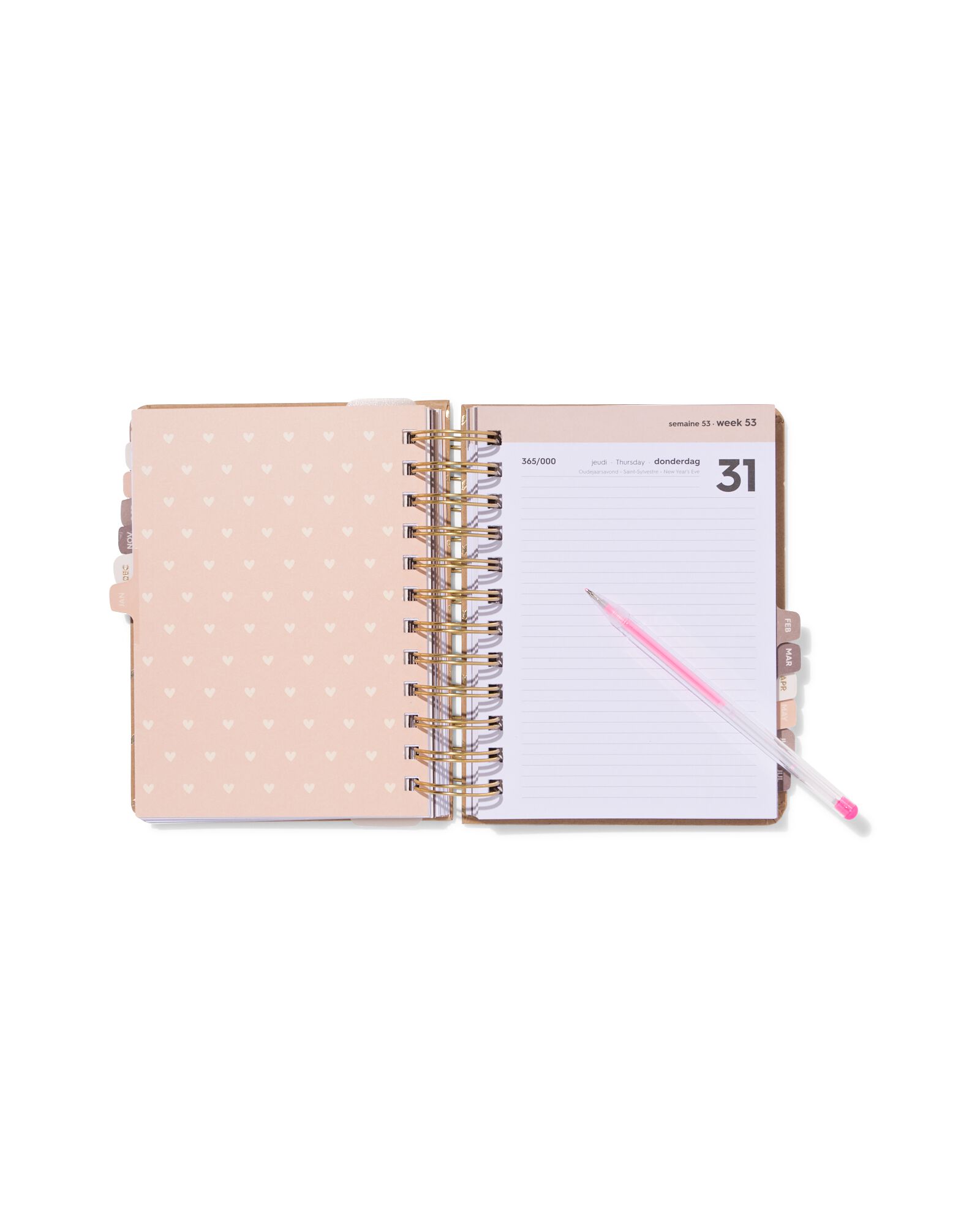 agenda scolaire 2026-2027 15,4x18,6x3,5cm kraft petits c&oelig;urs - 14505654 - HEMA