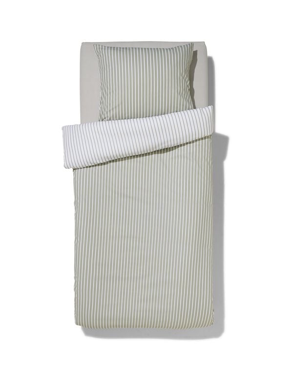 housse de couette 140x200/220cm coton doux ray&eacute; vert - 5790173 - HEMA