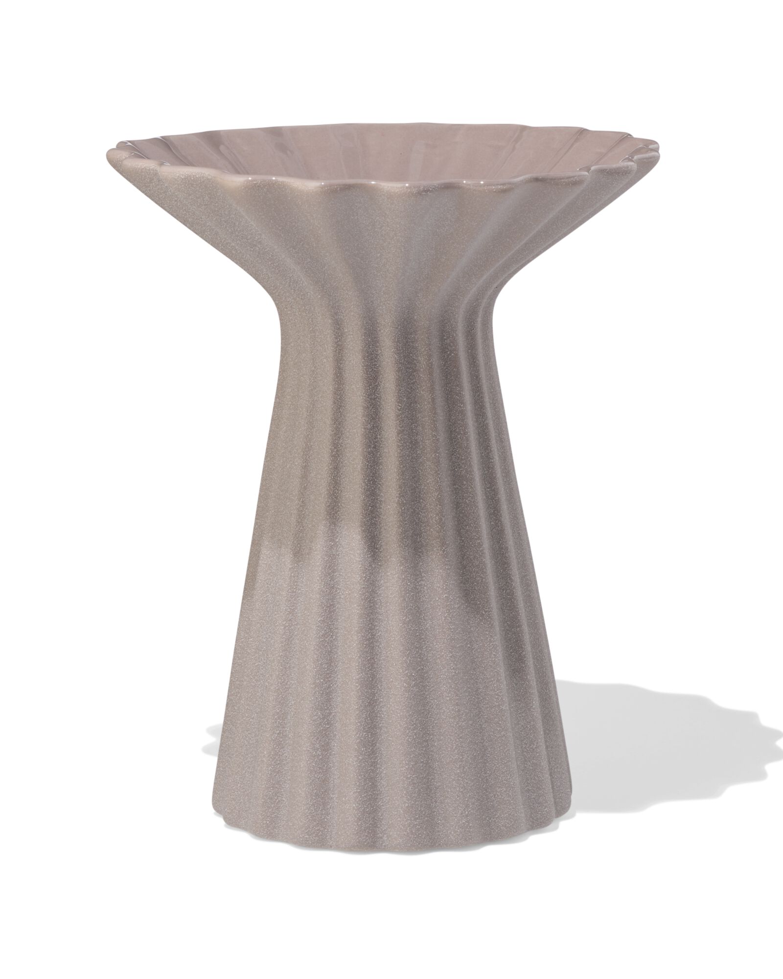 vase ⌀20x25cm c&eacute;ramique nervur&eacute; col taupe  - 13326017 - HEMA