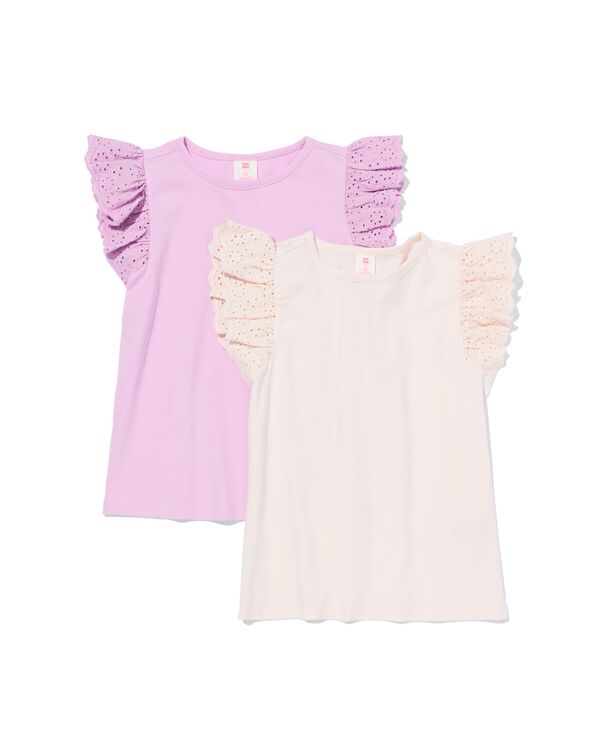 kindersinglets jersey geborduurd - 2 stuks paars paars - 30824525PURPLE - HEMA