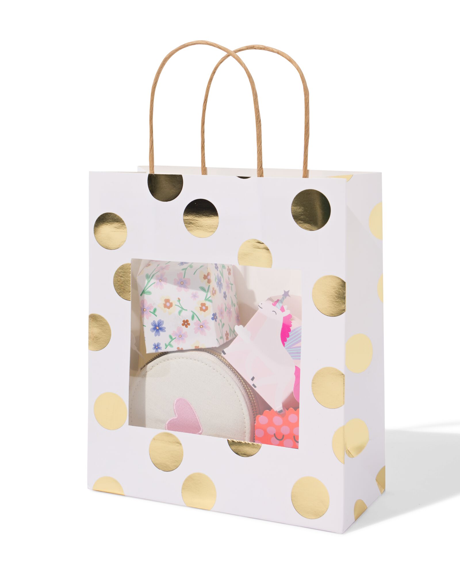 cadeautas M met venster stippen - 14793268 - HEMA