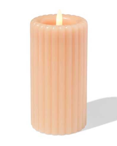 bougie led ⌀7,5x15cm nervur&eacute;e naturelle - 13550131 - HEMA