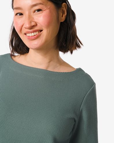 t-shirt femme Kacey avec structure vert foncé S - 36253651 - HEMA