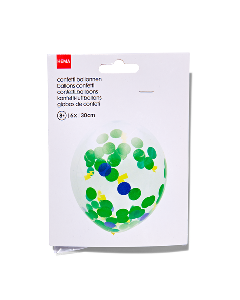 6er-Pack Konfetti-Luftballons, Punkte/Blitze, 30 cm - 14200418 - HEMA
