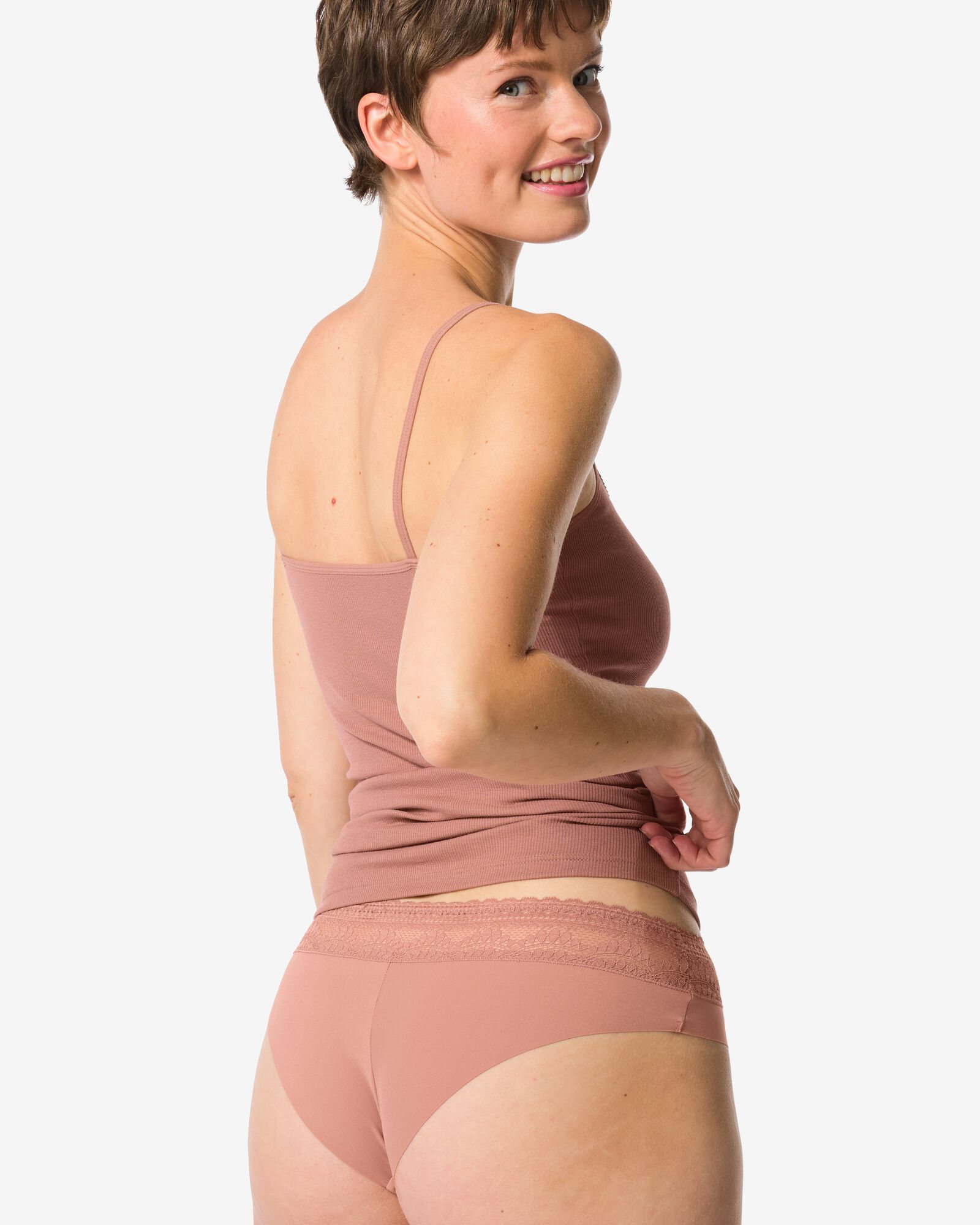 dames brazilian micro met kanten tailleband lichtbruin lichtbruin - 19621500LIGHTBROWN - HEMA