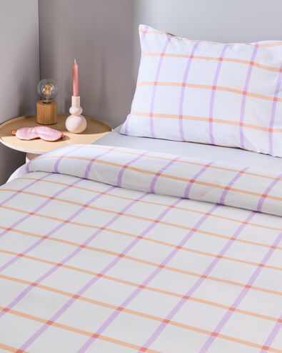 housse de couette 140x200/220 coton doux &agrave; carreaux lilas - 5760125 - HEMA