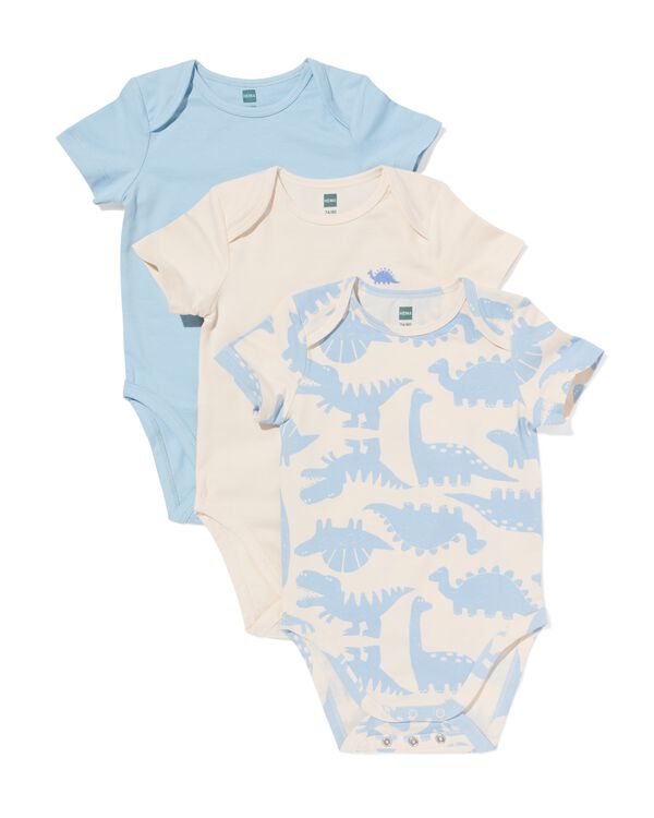 Mitwachsende Baby-Strampler mit Tieren &ndash; 3 St&uuml;ck blau blau - 33307060BLUE - HEMA