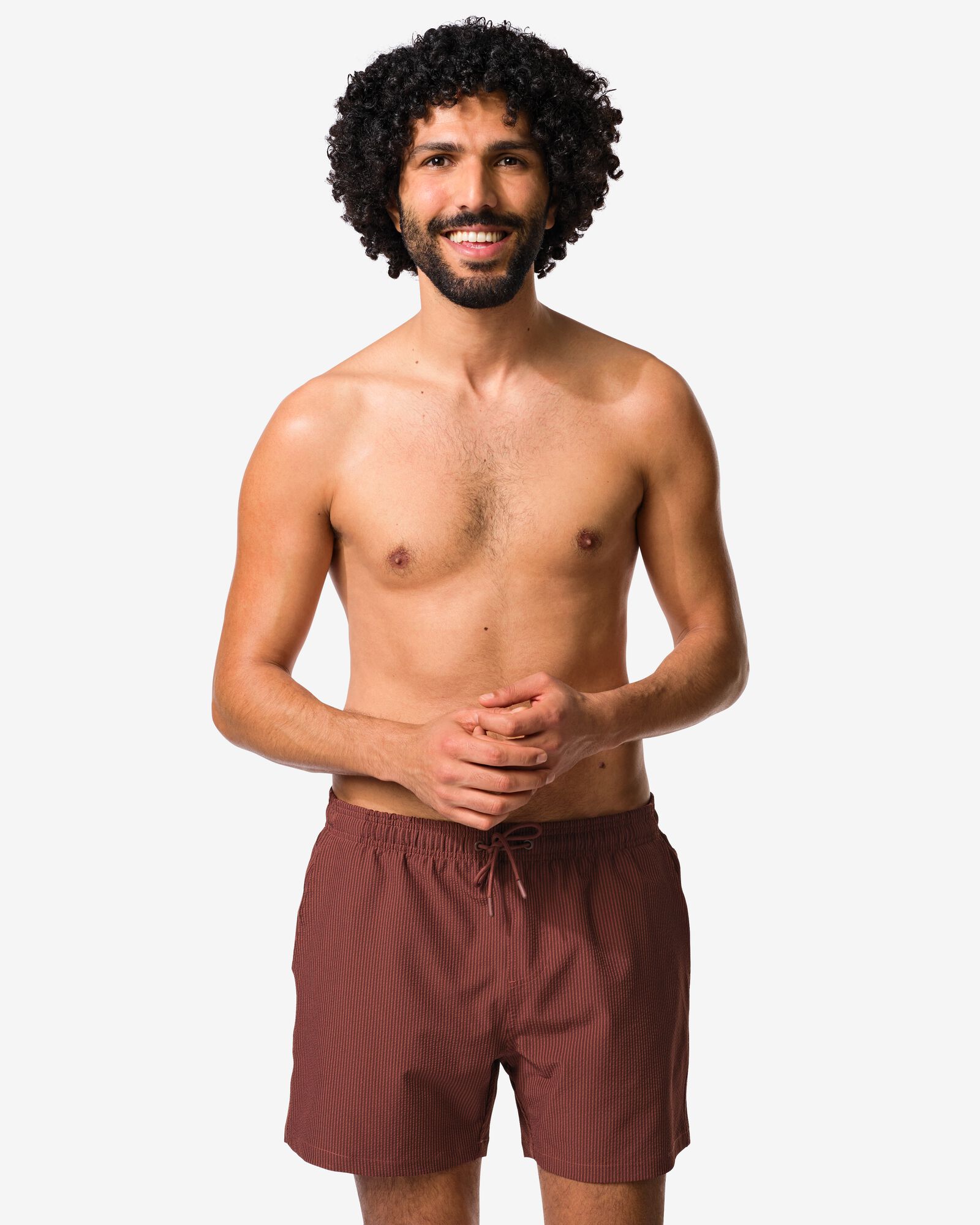 Herren-Badehose Pieter, Seersucker braun braun - 22100130BROWN - HEMA