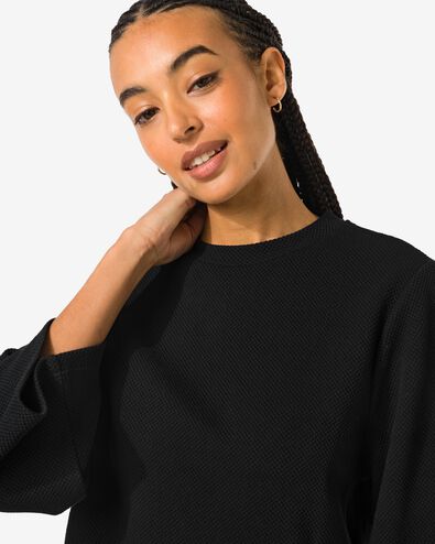 t-shirt femme Kacey avec relief noir noir - 36298050BLACK - HEMA