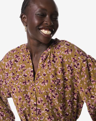 Damenkleid Inez, gebl&uuml;mt khakifarben khakifarben - 36207630KHAKI - HEMA