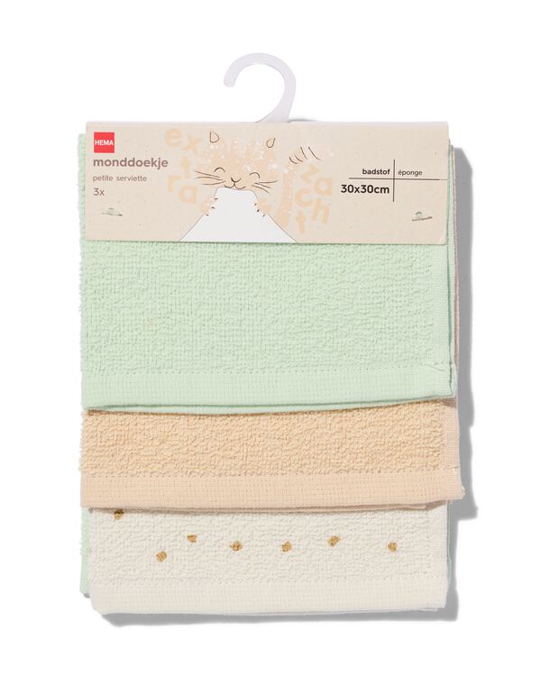 3 bavoirs en tissu &eacute;ponge 30x30 - 33302930 - HEMA