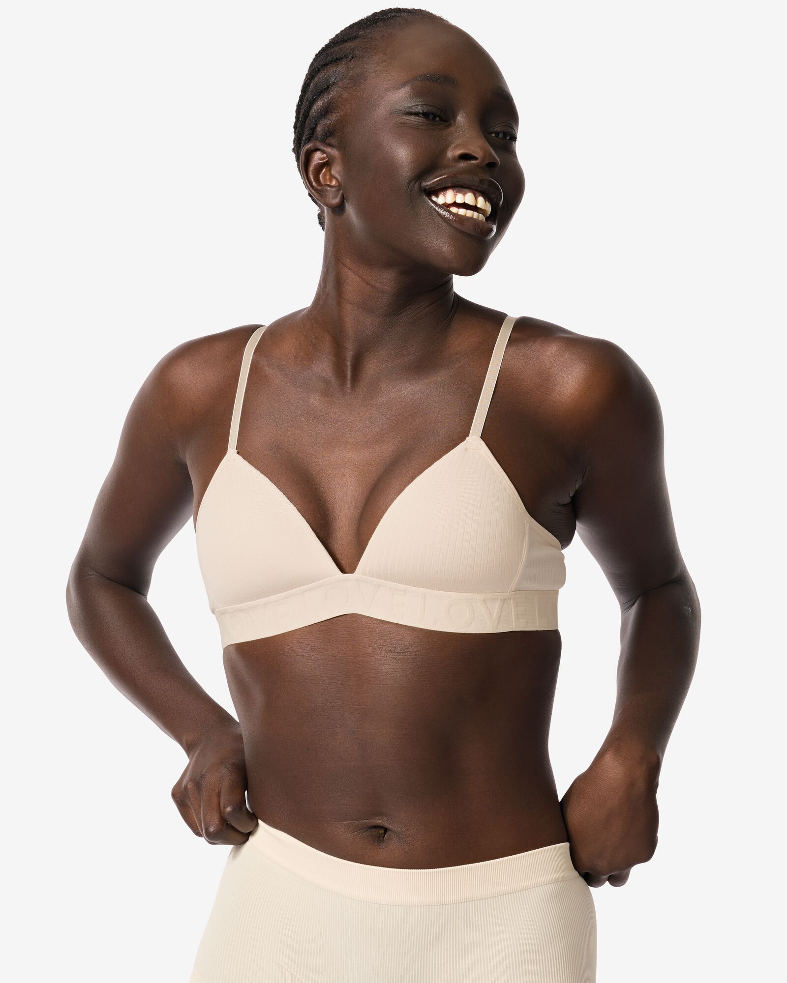 voorgevormde bh zonder beugel rib nude - 21930001NUDE - HEMA