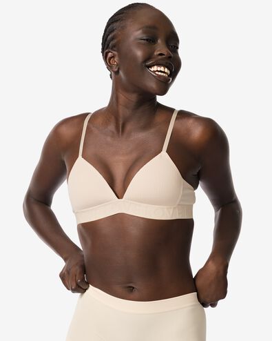 voorgevormde bh zonder beugel rib nude - 21930001NUDE - HEMA