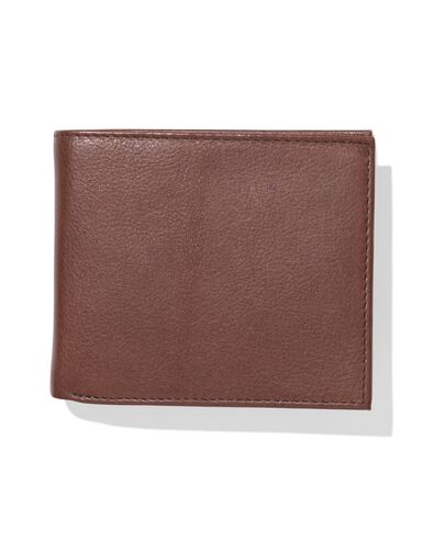 billfold portemonnee laag leer bruin - 18150056 - HEMA