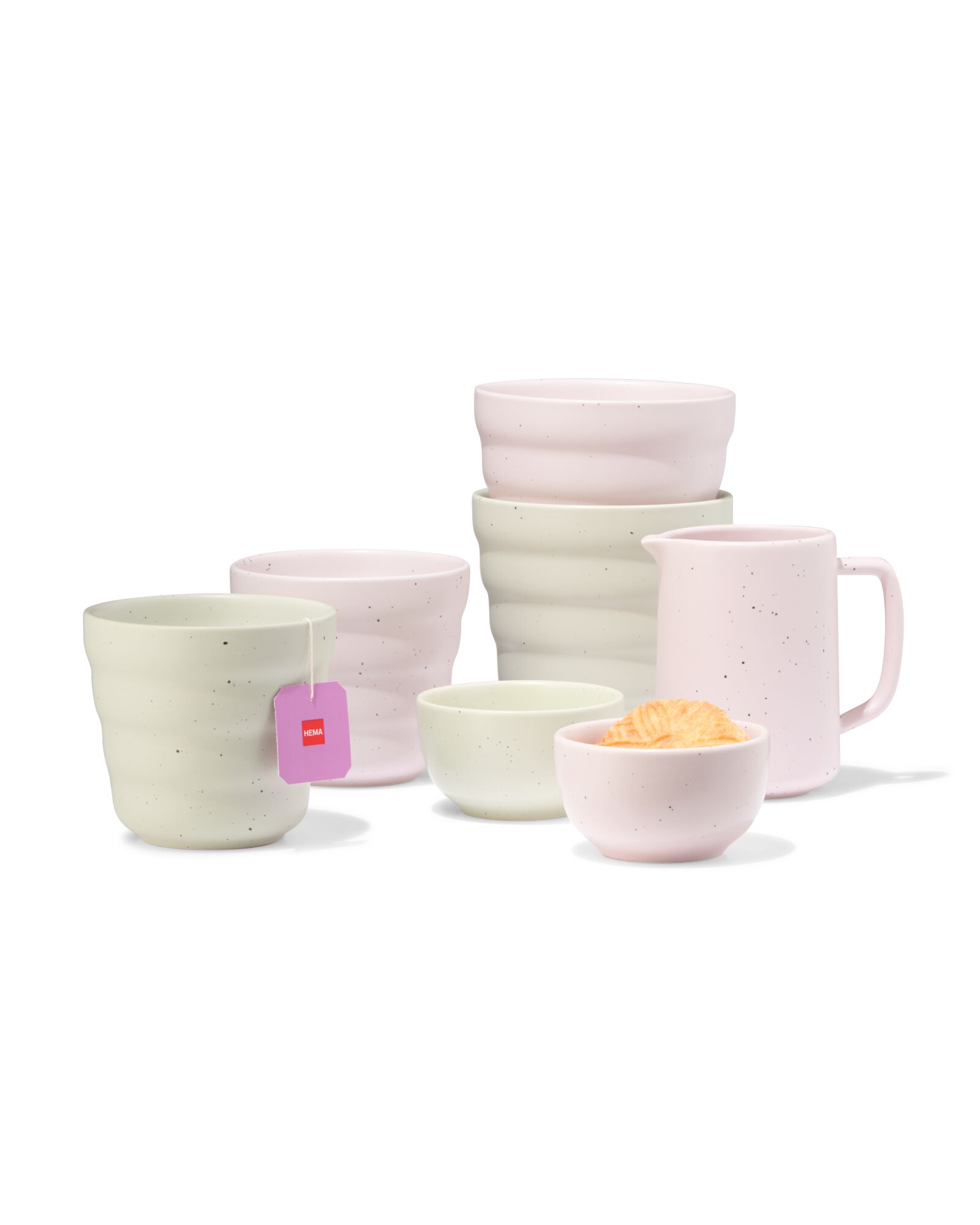 Cappuccinobecher 300 ml, Trend, Steingut, gesprenkelt, grau - 80660364 - HEMA