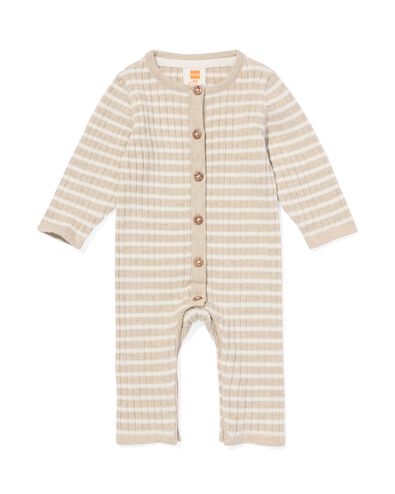 newborn jumpsuit rib strepen zand zand - 33449020SAND - HEMA