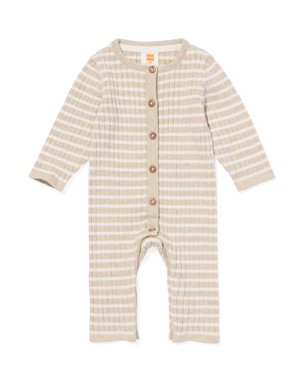 grenouillère nouveau-né côtelée rayures sable sable - 33449020SAND - HEMA