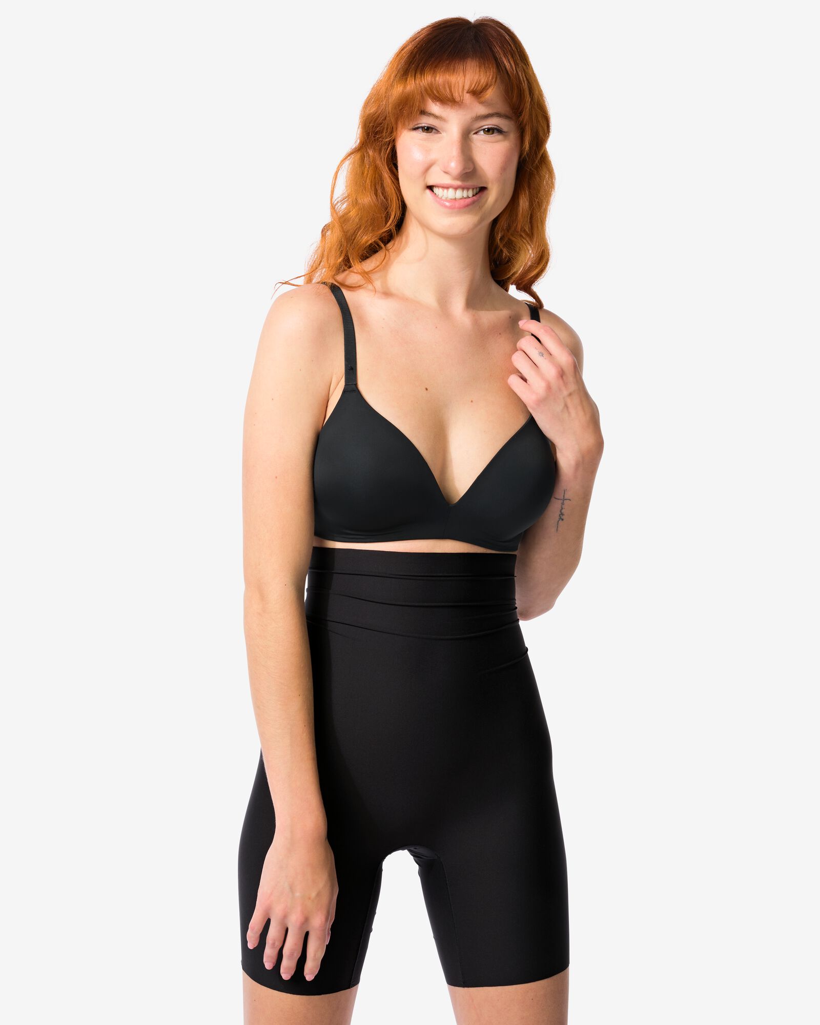 medium corrigerende biker extra hoge taille zwart zwart - 1000019525 - HEMA