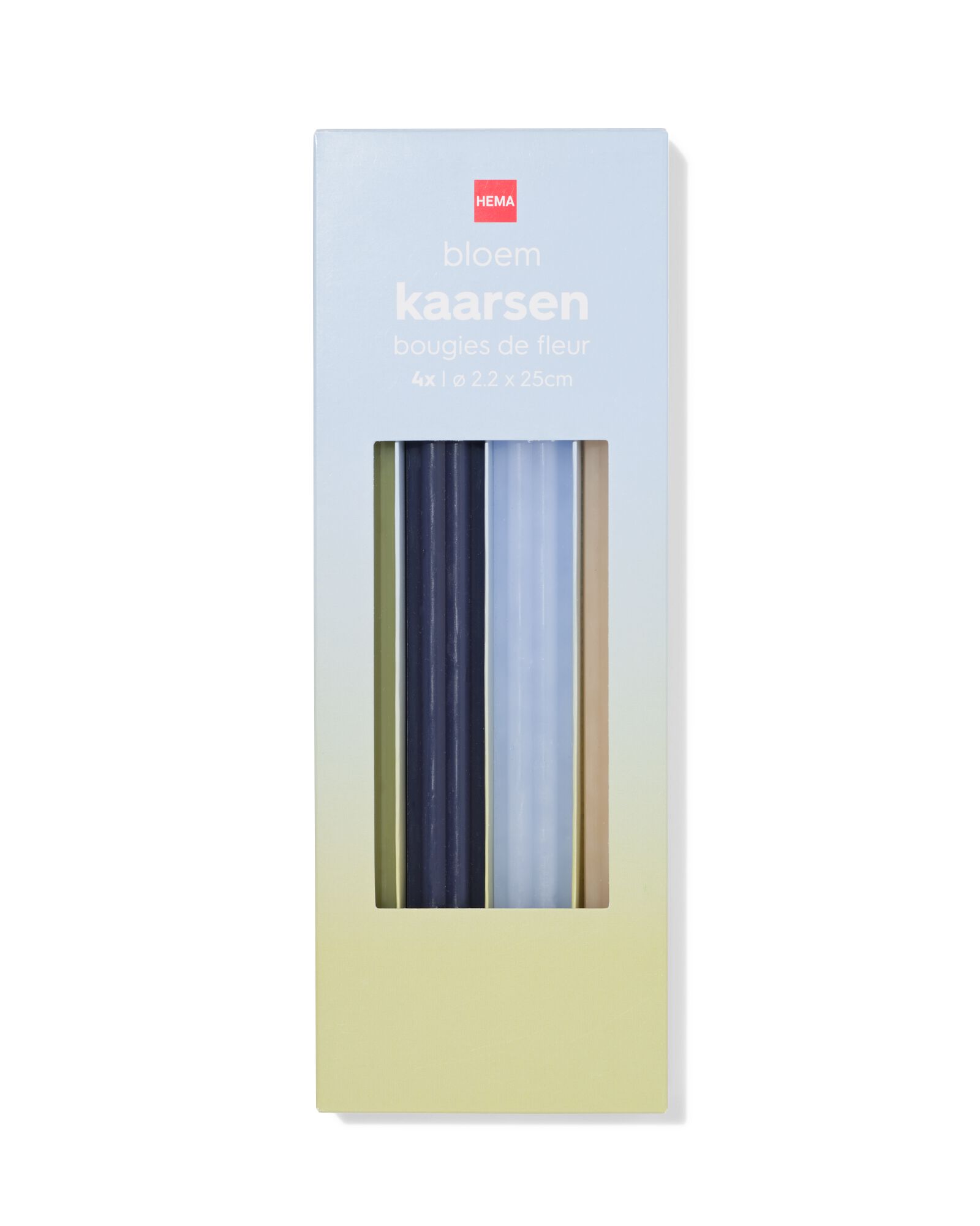 bougies longues ⌀2,2x25cm forme de fleur bleu-vert - 4 pi&egrave;ces - 13506157 - HEMA