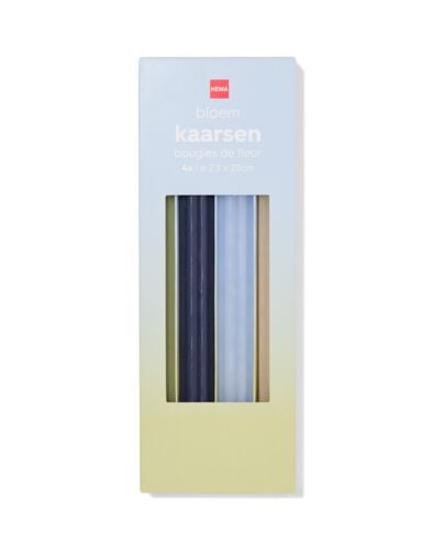 bougies longues ⌀2,2x25cm forme de fleur bleu-vert - 4 pi&egrave;ces - 13506157 - HEMA