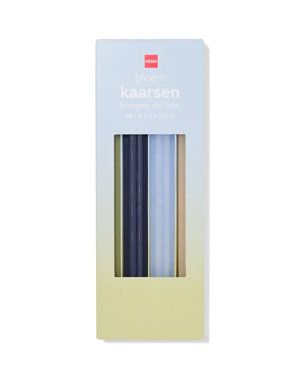 bougies longues ⌀2,2x25cm forme de fleur bleu-vert - 4 pi&egrave;ces - 13506157 - HEMA