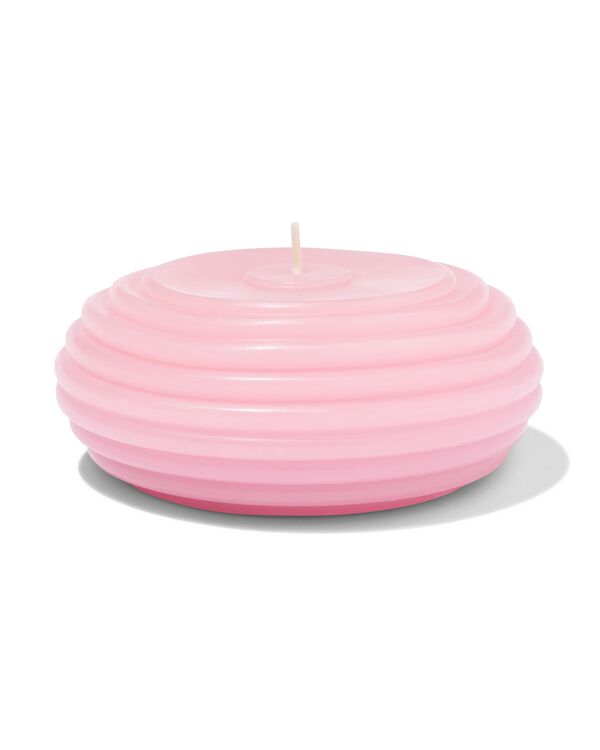 vormkaars ⌀10x4.5cm ribbel lichtroze - 13506168 - HEMA
