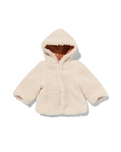 manteau bébé teddy avec capuche écru 74 - 33176543 - HEMA