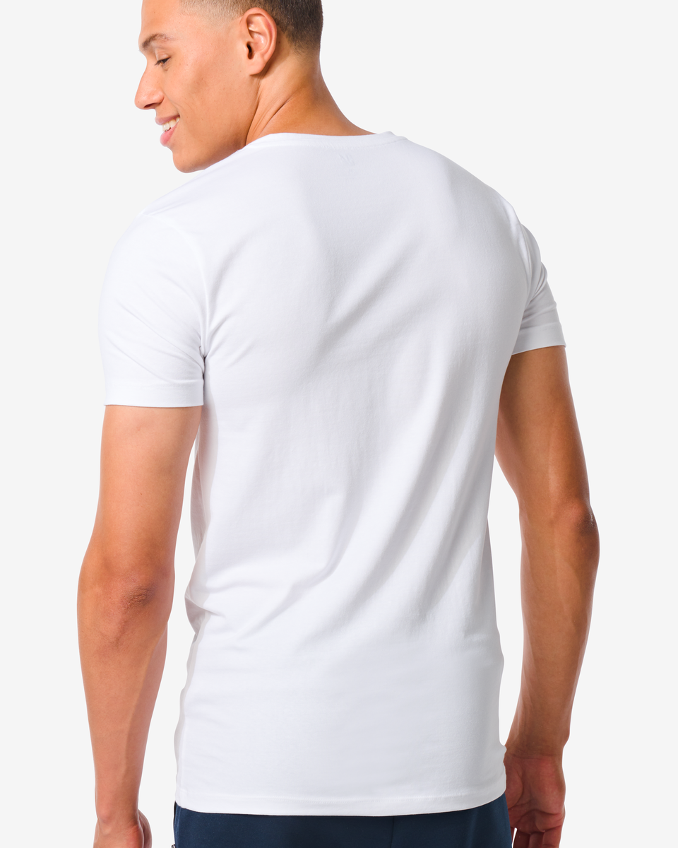 Herren-T-Shirt, Slim Fit, V-Ausschnitt weiß weiß - 1000009991 - HEMA