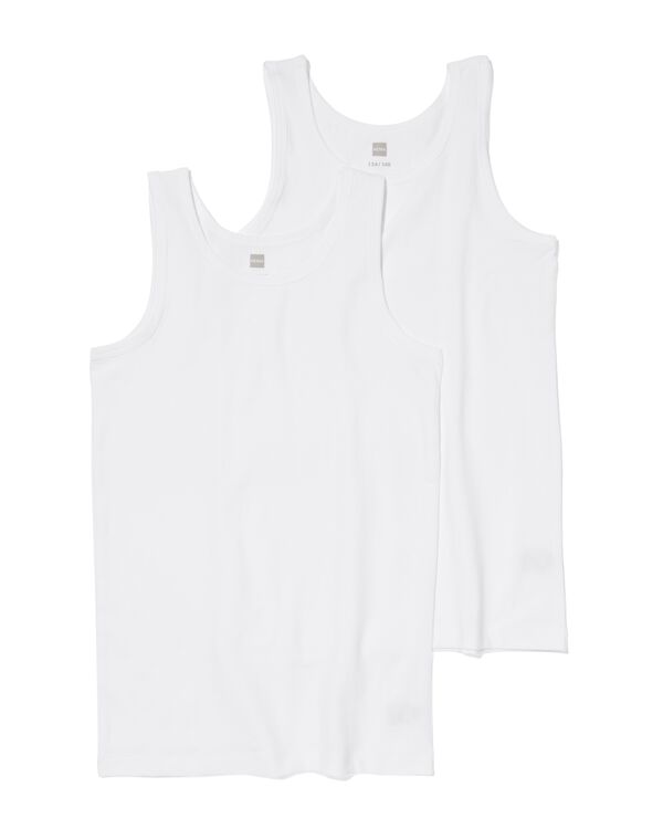 2 d&eacute;bardeurs basic enfant coton stretch blanc blanc - 19280990WHITE - HEMA
