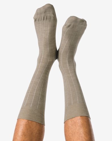 herensokken rib wol beige - 4120430BEIGE - HEMA