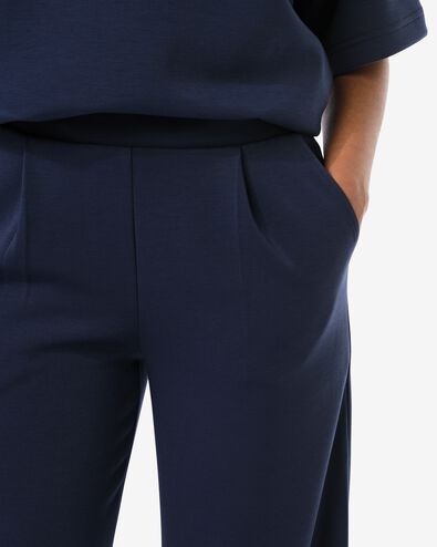 pantalon femme Elly regular fit jersey bleu fonc&eacute; - 36206850DARKBLUE - HEMA