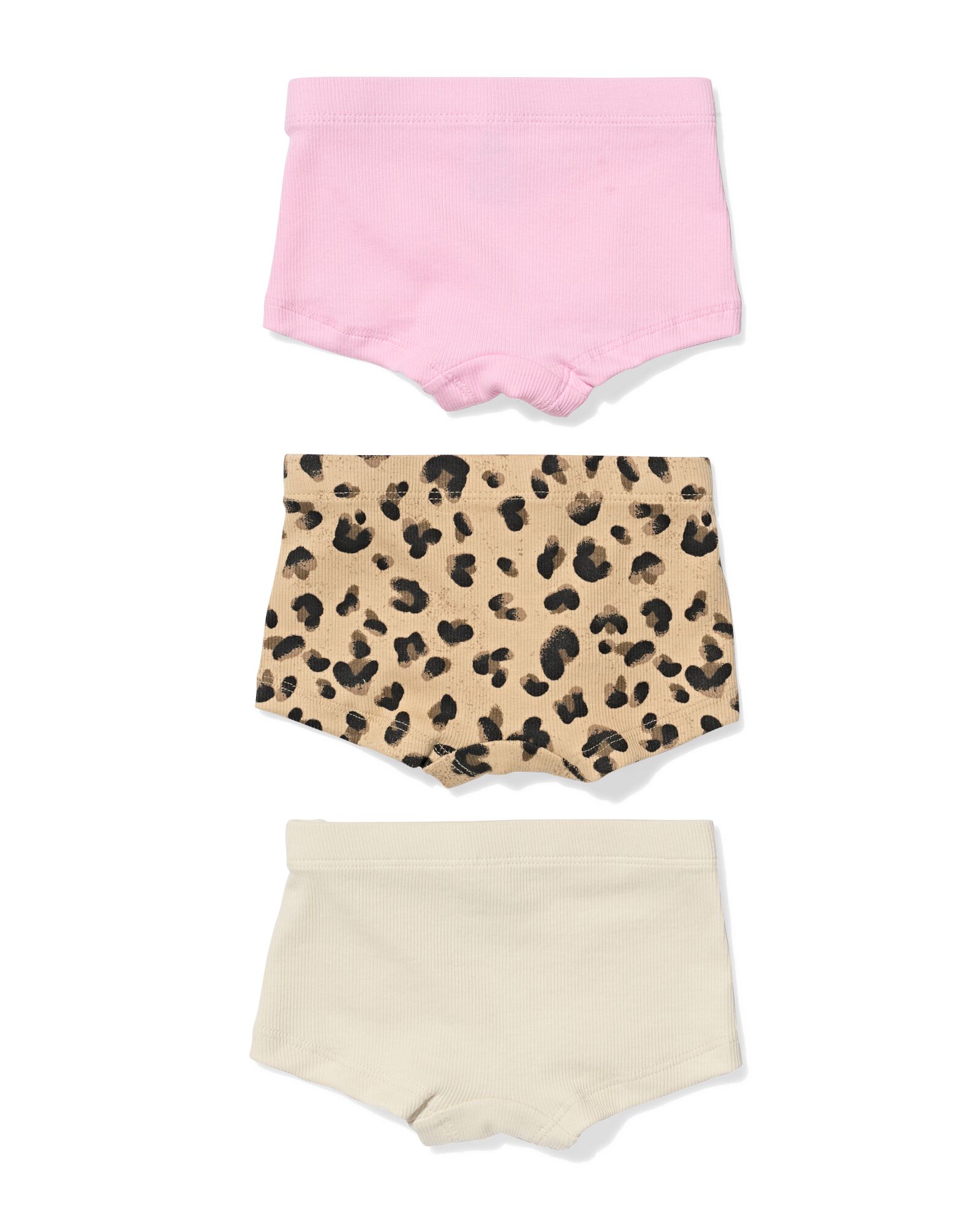 Kinder-Boxershorts gerippt, Leopard – 3 Stück braun braun - 19330370BROWN - HEMA