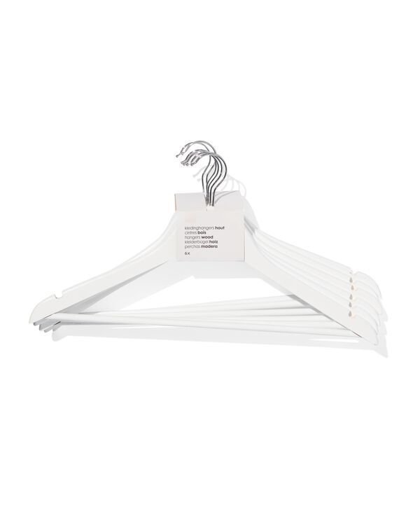 6 cintres blancs en bois - 39800401 - HEMA
