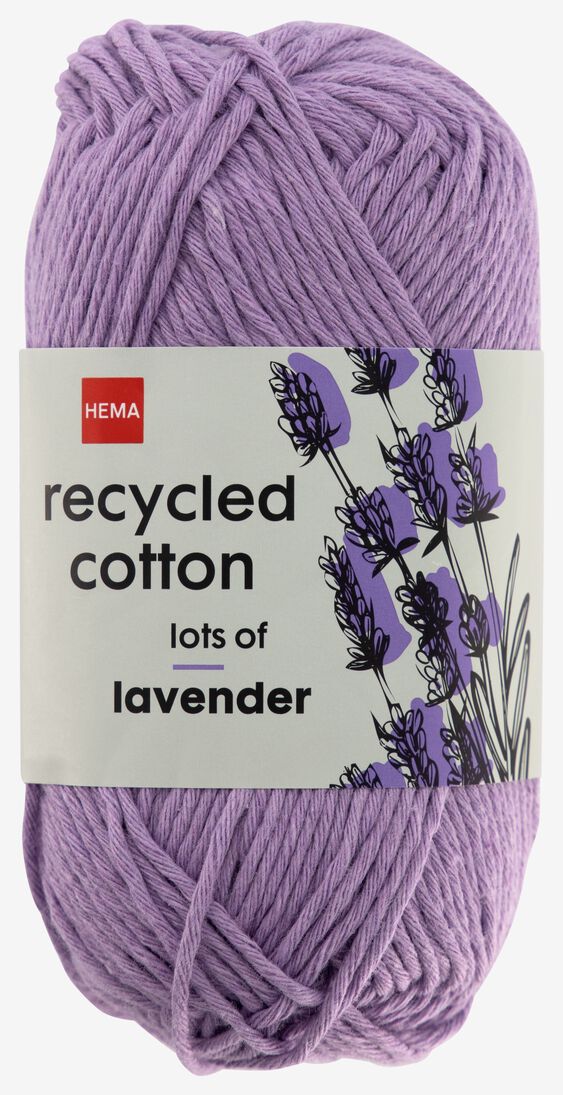 fil à tricoter et à crocheter en coton recyclé 85m lilas lilas - 1000028222 - HEMA