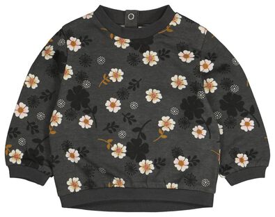 babysweater bloemen grijs - 1000024463 - HEMA