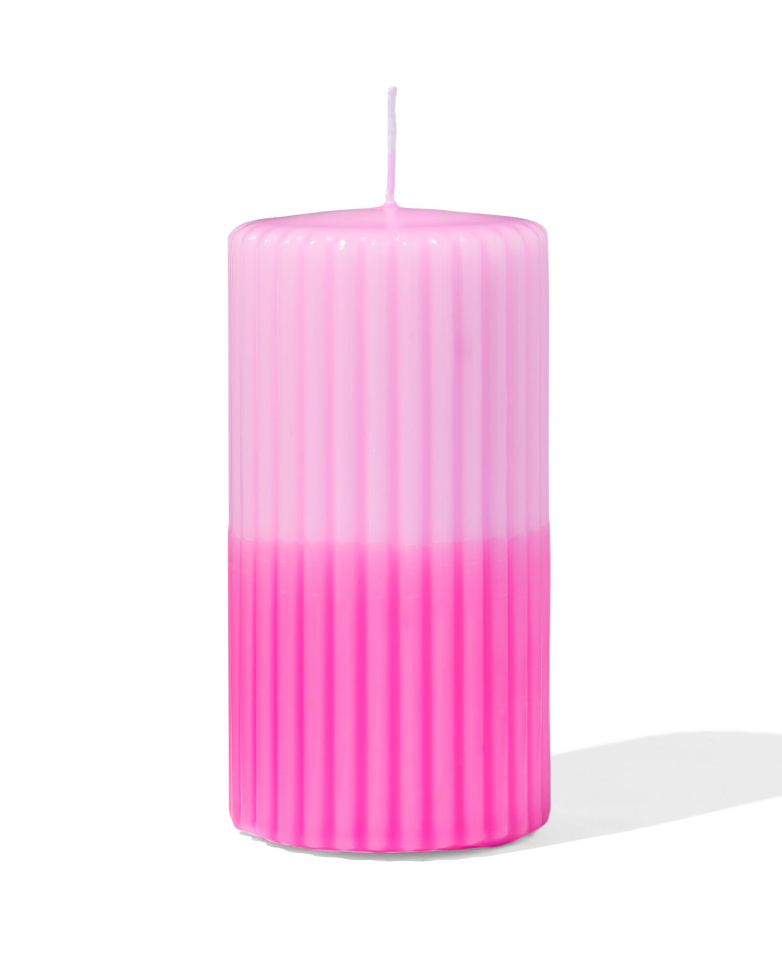 Stumpenkerze &Oslash; 7 &times; 13 cm, gerippt, Hellrosa/Pink - 13504028 - HEMA