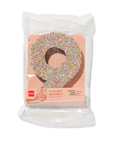 chiffre de f&ecirc;te 9 en chocolat avec perles multicolores - 10360010 - HEMA