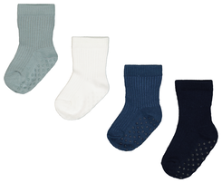4 paires de chaussettes bébé côtelées bleu bleu - 1000023526 - HEMA