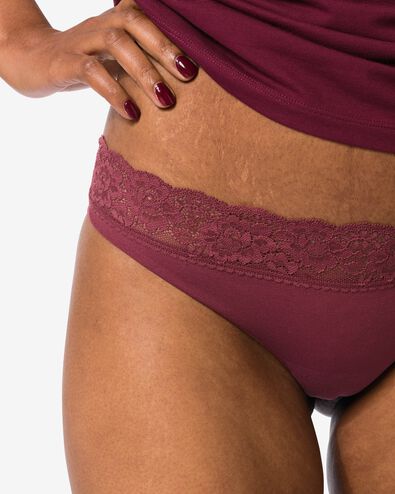 string femme sans coutures microfibre avec dentelle bordeaux bordeaux - 19611724BURGUNDYRED - HEMA